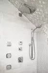 interior-designers-denver - A Luxury shower experience with rain shower, hand held shower, body spray, and steam designed by Runa Novak of In Your Space Interior Design - demo.mightymediatech.com and RunaNovak.com